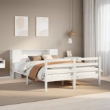 VidaXL Cadru de pat fără saltea, alb, 120x200 cm, lemn masiv pin