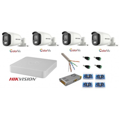 Sistem supraveghere Hikvision 4 camere 5MP Ultra HD Color VU DVR 4 canale full time color noaptea SafetyGuard Surveillance foto