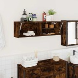 vidaXL Dulap perete baie, stejar fumuriu, 100x25x30 cm, lemn prelucrat