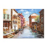 Tablou pictat manual, La Venetia, 70x50cm ulei pe panza, superb