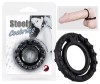 Inel Dublu Penis You2Toys Steely Cockring, Silicon Negru, Stimulare Clitoris, Diametru 2.4-3.7cm