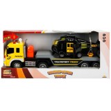 Set transportator cu elicopter, Maxx Wheels, Negru, 1:16