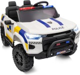 Masinuta electrica de politie pentru 2 copii, Kinderauto Police Patrol, 4x4, 800W, 24V, premium, culoare alba