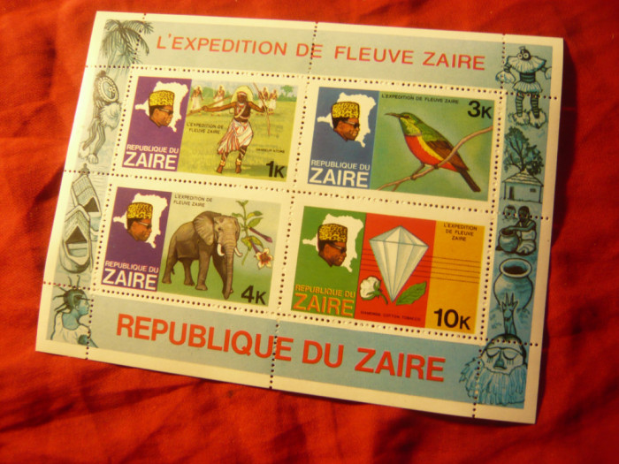 Bloc Zair 1979 - Expeditie pe Fluviul Zair , 4 val.