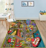 Cumpara ieftin Covor Camera Copii Model Drumulete 11296-130, Marime 80 x 150 cm, Multicolor, Inaltime Fir 9 mm, Antialergic, Polipropilena, Gradinita, Cresa, Loc de, KOLIBRI
