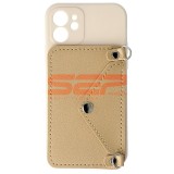 Husa iPhone 12 Tip Portofel cu Curea, TPU, Bej - Protectie Completa si Acces Facil