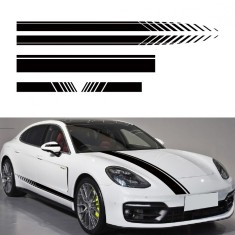 Set 5 stickere autoadezive Tuning, model Racing Stripes V1 , dimensiune 190 cm, culoare Neagra