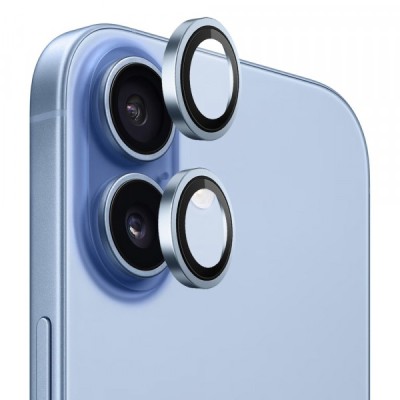 Folie de protectie Camera Spate Blueo Metal Frame pentru Apple iPhone 17, Sticla Securizata, Albastra foto