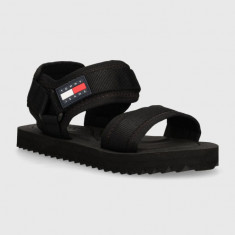 Tommy Jeans sandale TJM SANDAL LUXE barbati, culoarea negru, EM0EM01387