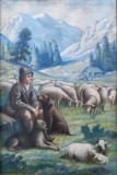 Cumpara ieftin Gheorghe Hermeneanu-&quot;Ciobănaş la munte/Bunul Păstor&quot;, pictură mare (1925), Scene gen, Ulei, Fauvism