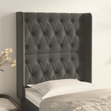 Gossi tablie de pat cu aripioare gri inchis 83x16x118/128 cm catifea