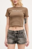 Miss Sixty pantaloni scurti din bumbac femei, culoarea negru, neted, medium waist, 6S1JJ50000