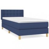 Cumpara ieftin Pat box spring cu saltea, albastru, 80x200 cm, textil
