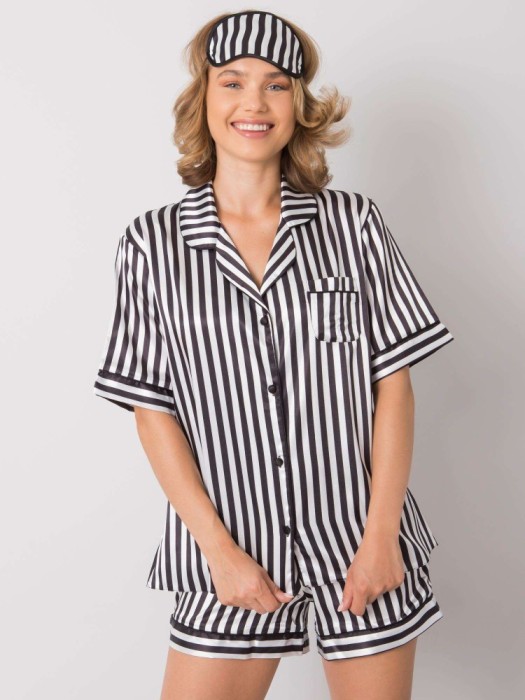 Set pijama dama cu dungi alb-negru - S(36)