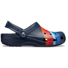 Saboti Crocs Classic Seasonal Graphic Clog Albastru - Navy/Multi