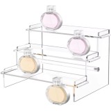 Etajera Pufo pentru prezentare si organizare produse in magazine sau expozitii, in trepte, 3 niveluri, 25.5 x 23.5 cm, transparent