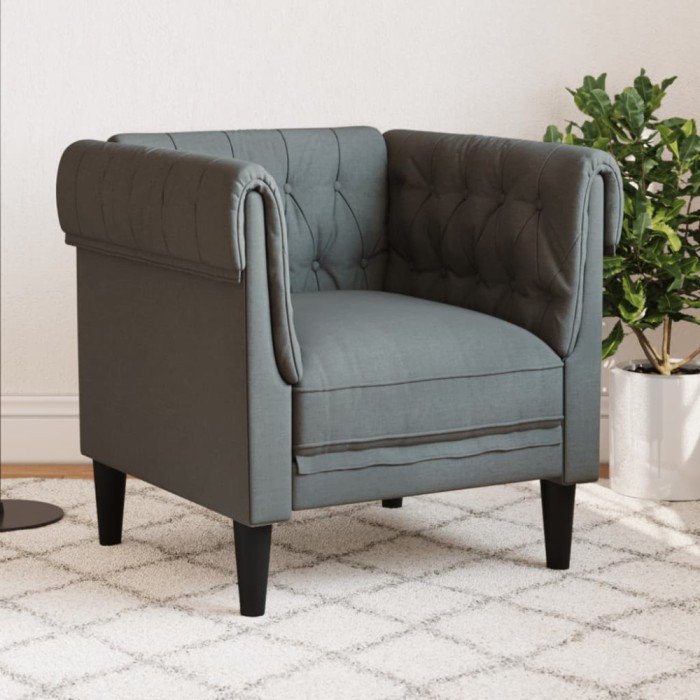 Gossi fotoliu chesterfield gri inchis, material textil