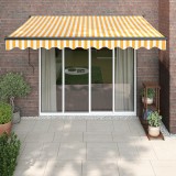 vidaXL Copertină retractabilă automată, galben și alb, 3x2,5 m 3154506