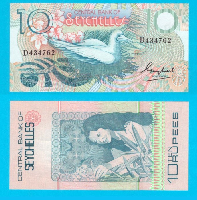 Seychelles (p#28) 10 Rupees 1983 UNC &#039;Corb de mare&#039; serie: D 434762