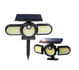 Lampa solara 140 LED, dublu sistem de prindere perete sol, senzor de miscare, IPF