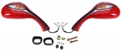 Set 2 oglinzi moto/atv/scuter, cu semnalizari, filet M8, culoare rosu Cod Produs: MX_NEW ZV56034 foto