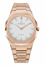 Ceas Stemata Code, quartz, auriu roz alb, otel inoxidabil, 38 mm foto