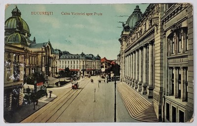 BUCURESTI , CALEA VICTORIEI SPRE POSTA , CARTE POSTALA ILUSTRATA , 1912 foto