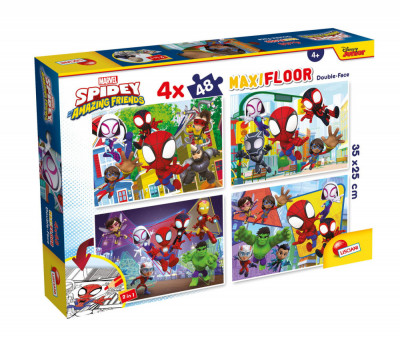 Puzzle de colorat maxi - Paienjenelul Marvel si prietenii lui uimitori (4 x 48 de piese) PlayLearn Toys foto