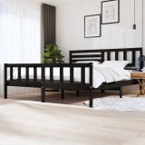 Cumpara ieftin Cadru de pat, negru, 200x200 cm, lemn masiv
