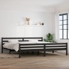 VidaXL Cadru de pat, negru, 200x200 cm, lemn masiv de pin