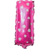 Balon folie metalizata litera i, flippy, 40 cm, cu imprimeu inimioare, umflati cu heliu sau aer, ambalaj individual, pai inclus, roz