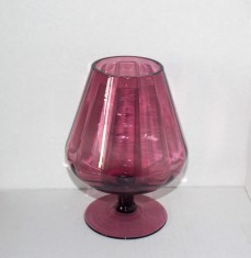 Bol pedestal (cognac brandy vase) cristal purple aubergine suflat manual - Optical - Empoli, Italia