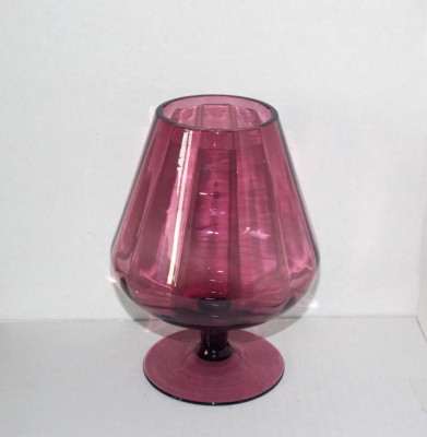 Bol pedestal (cognac brandy vase) cristal purple aubergine suflat manual - Optical - Empoli, Italia foto