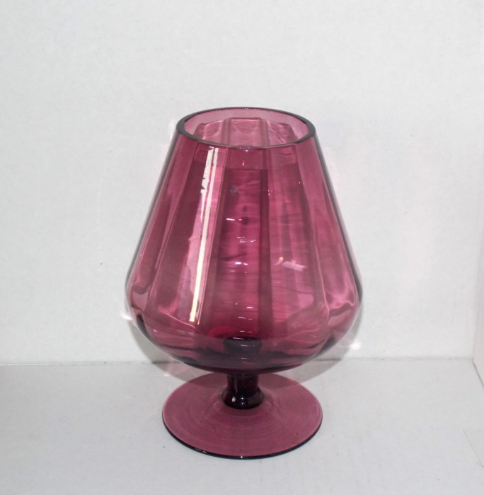 Bol pedestal (cognac brandy vase) cristal purple aubergine suflat manual - Optical - Empoli, Italia