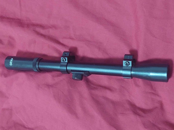 Luneta metalica 4x20 cu prindere 1,1 cm NEAGRA 26,5 c lung,Arma Airsoft,arbaleta