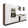 Mobilier de bucătărie Yorki 340, corp din stejar Yorki, față alb satinat, dulap cu raft