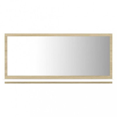 Oglindă de baie, alb/stejar sonoma, 80 x 10,5 x 37 cm, PAL foto