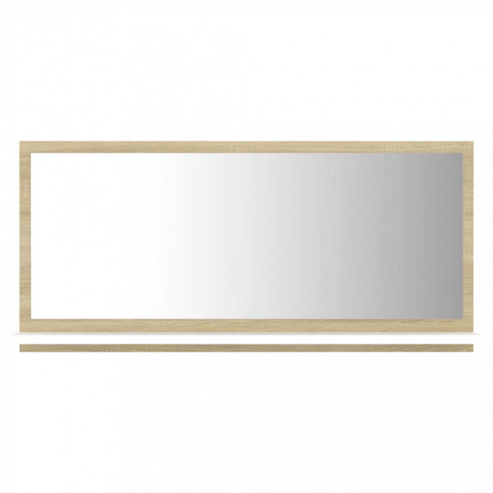 Oglindă de baie, alb/stejar sonoma, 80 x 10,5 x 37 cm, PAL