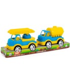 Set pentru Copii din 2 Mașini de Construcții &icirc;n Cutie Deschisă, Pompier și Cisterna