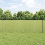 VidaXL &Icirc;ngrădire din plasă sudată cu 11 st&acirc;lpi U Gri 0.8x25 m Oțel