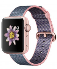 Curea iUni compatibila cu Apple Watch 1/2/3/4/5/6/7, 44mm, Nylon, Woven Strap, Dark Purple foto