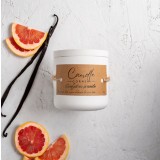 Lumanare parfumata handmade din ceara naturala de soia 100%, aroma Grefuit roz si Vanilie, Recipient ceramic, 150 g
