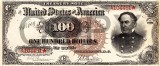 100 dolari 1890 Reproducere Bancnota USD , Dimensiune reala 1:1