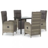Cumpara ieftin Set mobilier gradina cu perne, 5 piese, negru si gri, poliratan