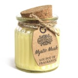 Lumanare Marturie Nunta/Botez, Ceara Soia, Parfum Mosc Mistic, Borcan, 20h Ardere, Eleganta, Cadou Invitati, Evenimente Speciale