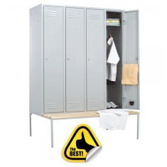Vestiar metalic Premium 4 usi si bancuta 1200x750x2200 mm (LxlxH), Neasamblat, PLUS