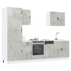 vidaXL Set dulapuri de bucătărie 7 piese &bdquo;Kalmar&rdquo; gri beton Lemn