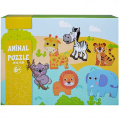 Puzzle din lemn, animale salbatice, pentru copii foto