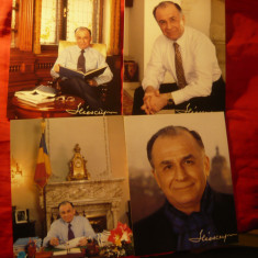 4 Fotografii Electorale -Presedintele Ion Iliescu, autograf tiparit , dim17x21cm