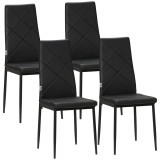 Cumpara ieftin Set de 4 scaune de sufragerie cu spatar inalt HOMCOM, scaune moderne din piele artificiala si otel, 41x50x97cm, negru | Aosom RO